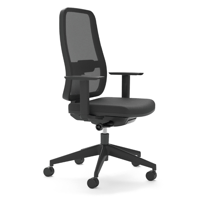 BLAZE schwarzer Drehstuhl mit Armlehnen und Rückenlehne aus Netzgewebe